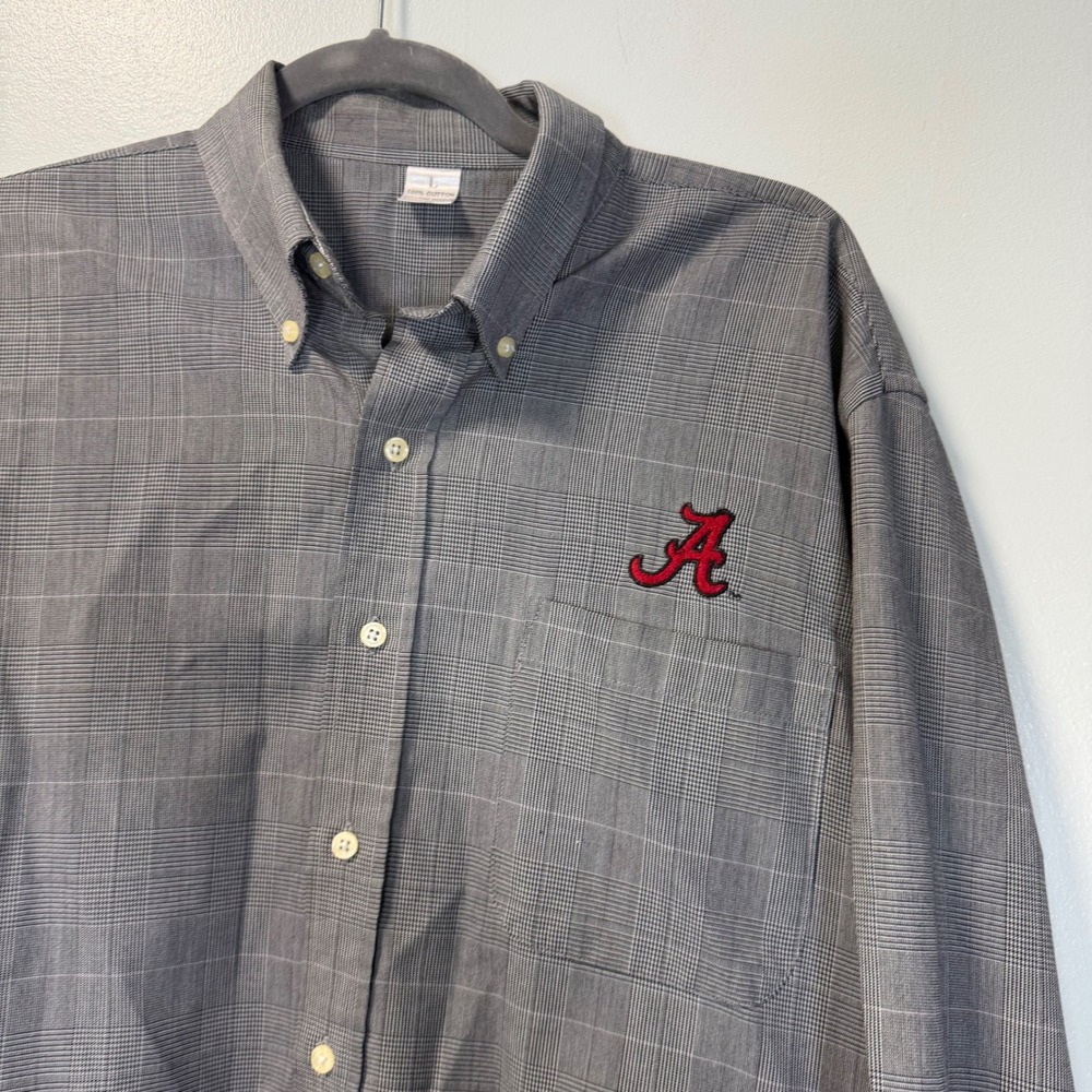 College World University of Alabama Mens Grey Glen Plaid Button Down Shirt L